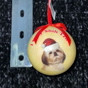 NEW I Love My Shih Tzu Christmas Ornament Ball Santa Hat Dog
